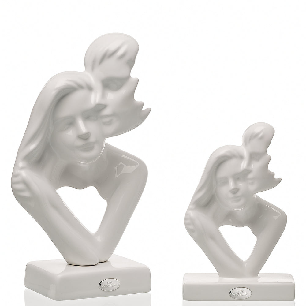 Ilary Queen Scultura Innamorati Porcellana Bianco Lucido H 23/15,5 cm