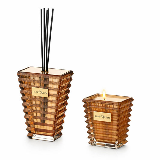 Ilary Queen Set Regalo Diffusore e Candela Vetro Ambra Taormina