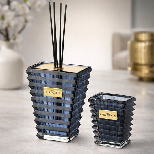 Ilary Queen Set Regalo Diffusore e Candela Vetro Fumè Taormina