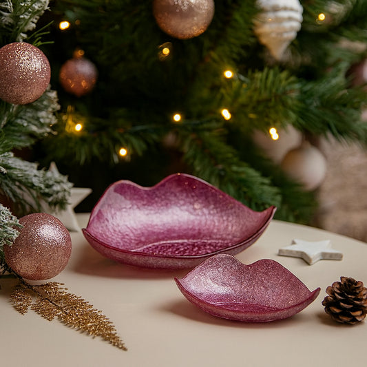 Ilary Queen Svuotatasche Lips Labbra in Vetro  Pop 22/17 cm Kiss Rosa