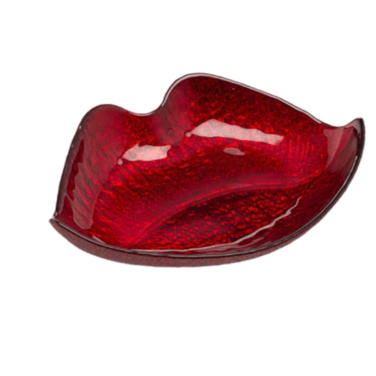 Ilary Queen Svuotatasche Lips Labbra in Vetro  Pop 22/17 cm Kiss Rosso