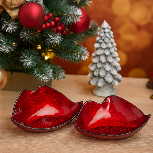 Ilary Queen Svuotatasche Lips Labbra in Vetro  Pop 22/17 cm Kiss Rosso