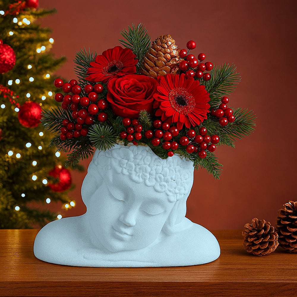 Ilary Queen Vaso Angelo Puttino Polvere Azzurro in Gres colorato 15x11 Cm