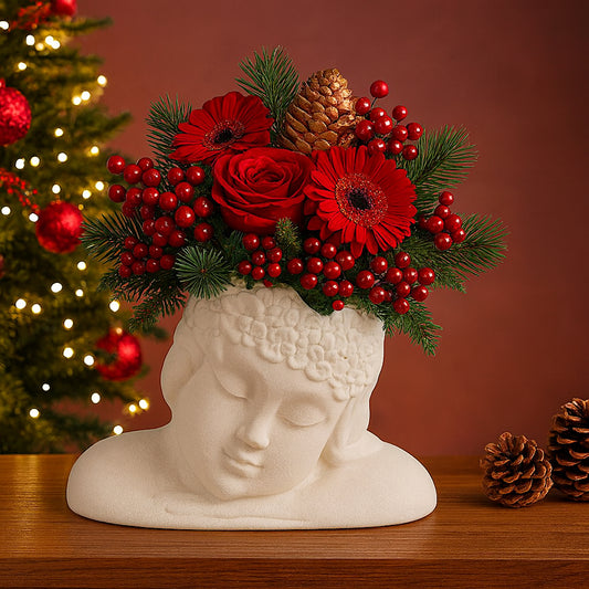 Ilary Queen Vaso Angelo di Raffaello in Gres colorato 15x11 Cm
