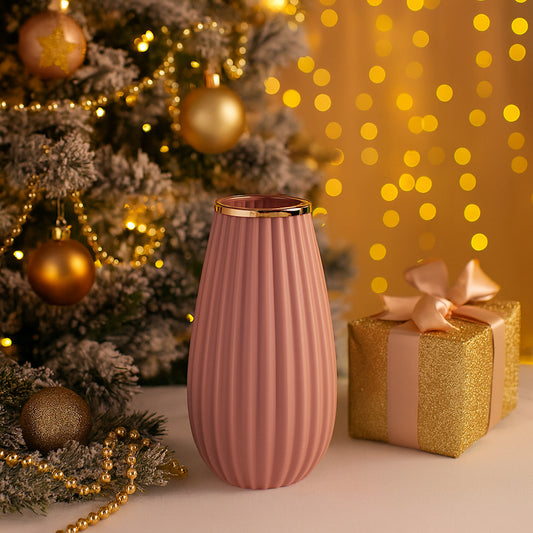 Ilary Queen Vaso Basic Vetro Cipria Ghiera Oro H 19,5 cm