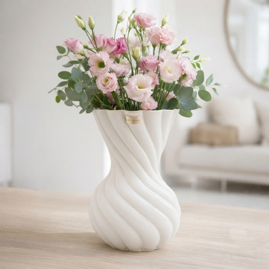 Ilary Queen Vaso Bianco Foulard in Vetro Design 21 cm