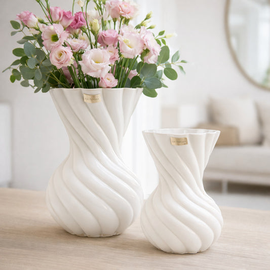 Ilary Queen Vaso Bianco Foulard in Vetro Design 29/21 cm