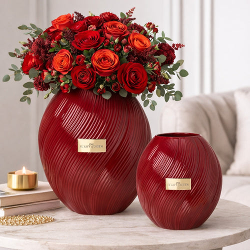 Ilary Queen Vaso Bordeaux Vetro Ovale Basic Design H 21,5/16 cm