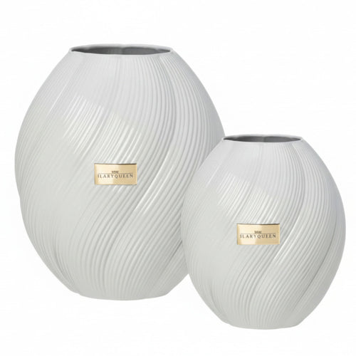 Ilary Queen Vaso Grigio Perla Vetro Ovale Basic Design H 21,5/16 cm