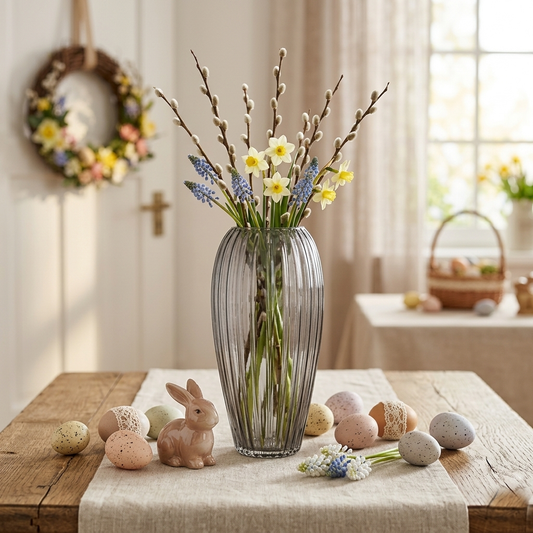 Ilary Queen Vaso Lustrato Vetro Grigio H 37/20 cm