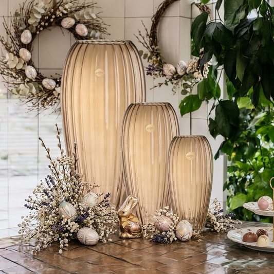 Ilary Queen Vaso Lustrato Vetro Tortora H 37/26/20 cm