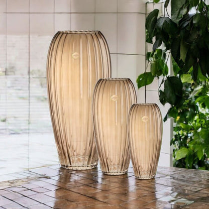 Ilary Queen Vaso Lustrato Vetro Tortora H 37/26/20 cm