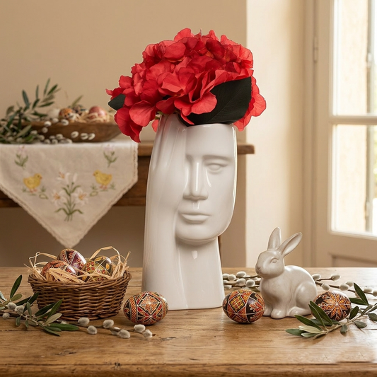 Ilary Queen Vaso Mano sul Volto Ceramica Lucida H27 cm