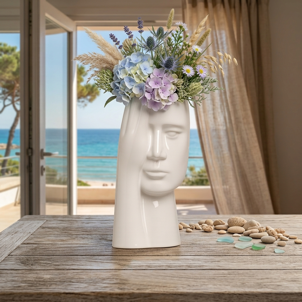 Ilary Queen Vaso Mano sul Volto Ceramica Lucida H27 cm