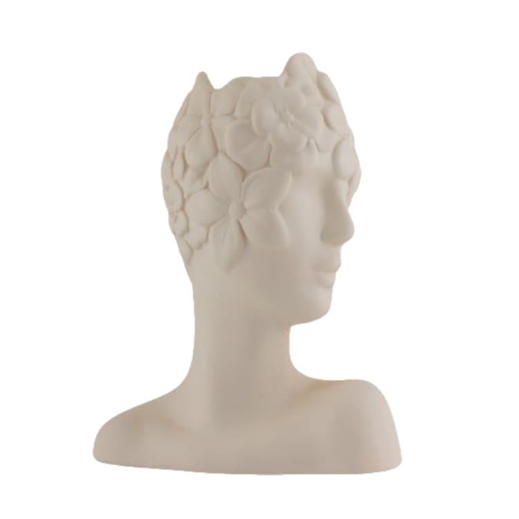 Ilary Queen Vaso Profilo Volto in Gres colorato 14x17 Cm Panna