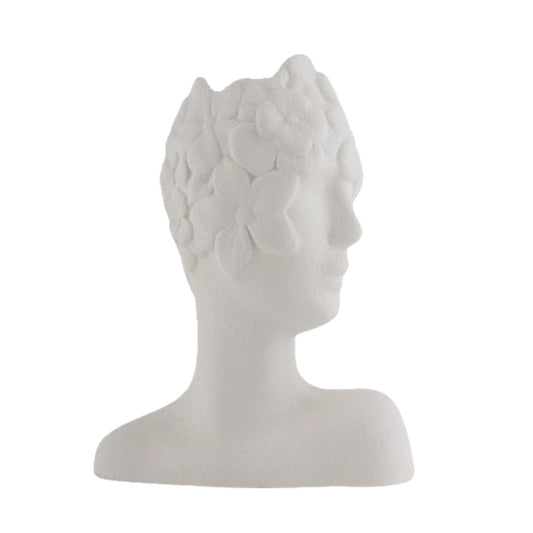 Ilary Queen Vaso Profilo Volto in Gres colorato 14x17 Cm bianco
