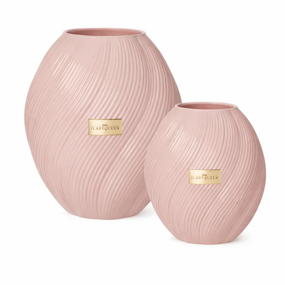 Ilary Queen Vaso Rosa Vetro Ovale Basic Design H 21,5/16 cm