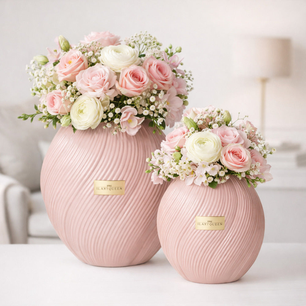 Ilary Queen Vaso Rosa Vetro Ovale Basic Design H 21,5/16 cm