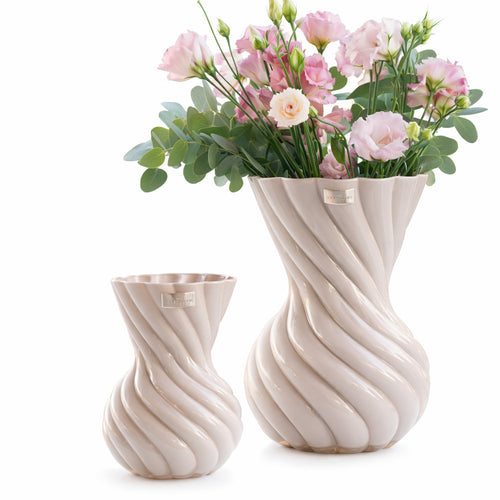 Ilary Queen Vaso Tortora Foulard in Vetro Design 29/21 cm