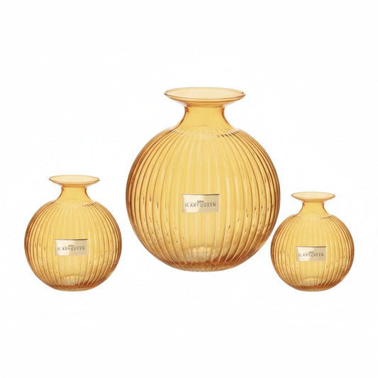 Ilary Queen Vaso a Sfera Ambra  in Vetro Design Elegante 23/17/15 cm