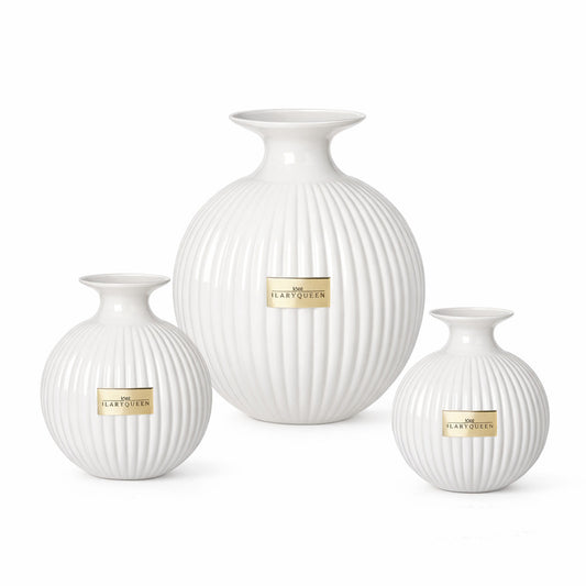 Ilary Queen Vaso a Sfera Bianca Basic in Vetro 23/17/15 cm