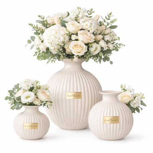 Ilary Queen Vaso a Sfera Panna Basic in Vetro 23/17/15 cm