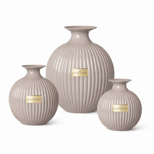 Ilary Queen Vaso a Sfera Tortora Basic in Vetro 23/17/15 cm