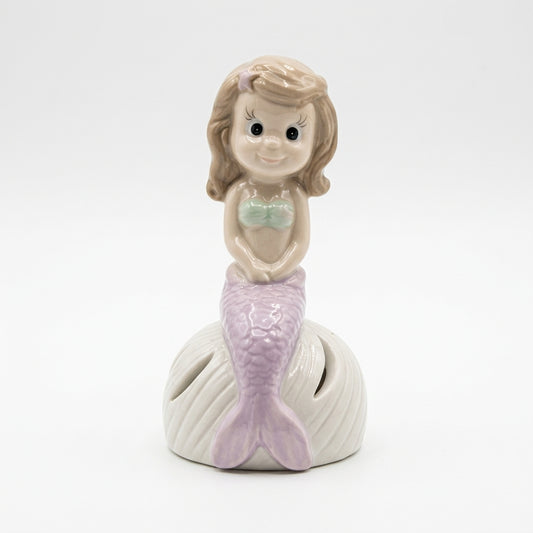 Ilary Queen sirena in porcellana lilla con LED H 12 cm