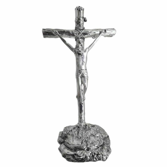 Italy Silver Croce Crocifisso Gesu' Salvatore Cristo Argentato H.28cm Italy
