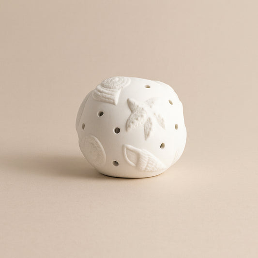 Joel porta candela sferico in ceramica biscuit con decoro marino Ø 11 cm