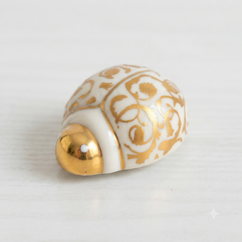 La Galleria Coccinella Porcellana di Limoges Girali Oro 6x7x3,5 cm