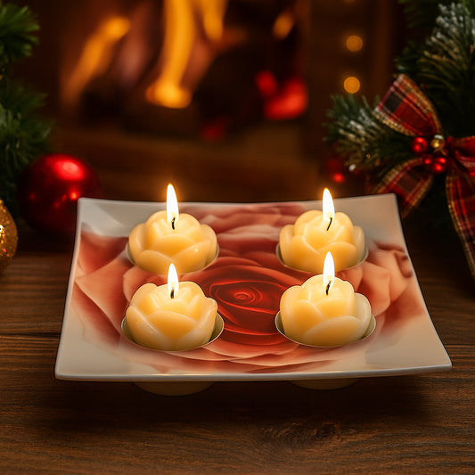 La Galleria Pami Porta Candele Tea Light Decoro Rose da Tavolo 17X17 Cm in Porcellana