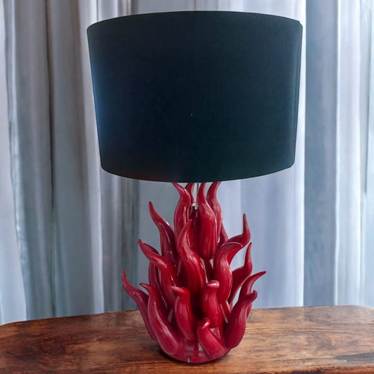 Lampada Alberelli Cono Fiamma in Ceramica di Capodimonte - H70 cm