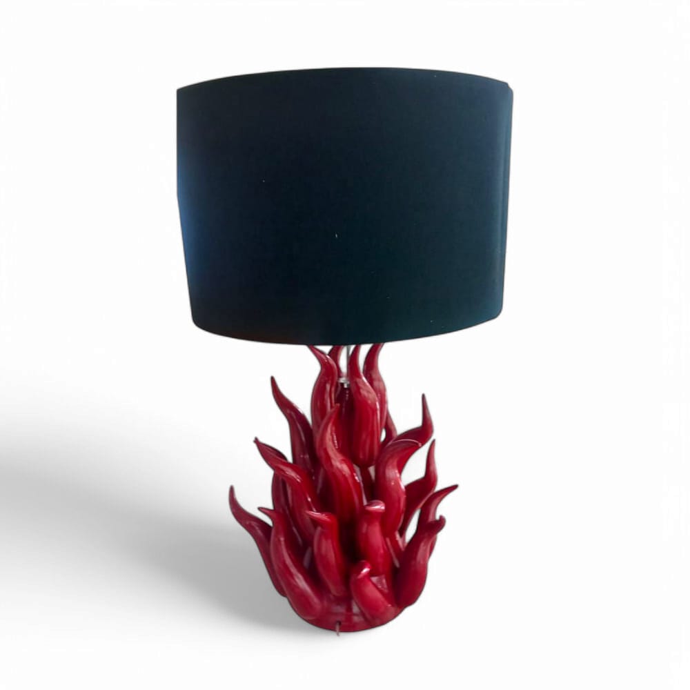 Lampada Alberelli Cono Fiamma in Ceramica di Capodimonte - H70 cm