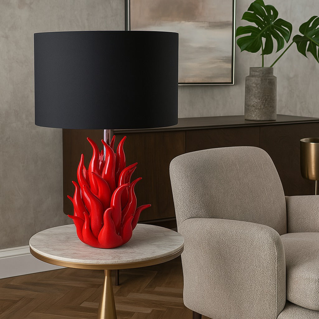 Lampada Cono Fiamma Capodimonte H 70 cm in ceramica artigianale

