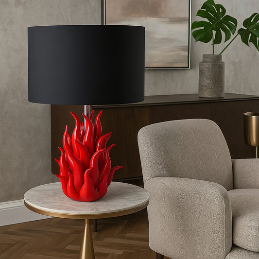 Lampada Cono Fiamma Capodimonte H 70 cm in ceramica artigianale

