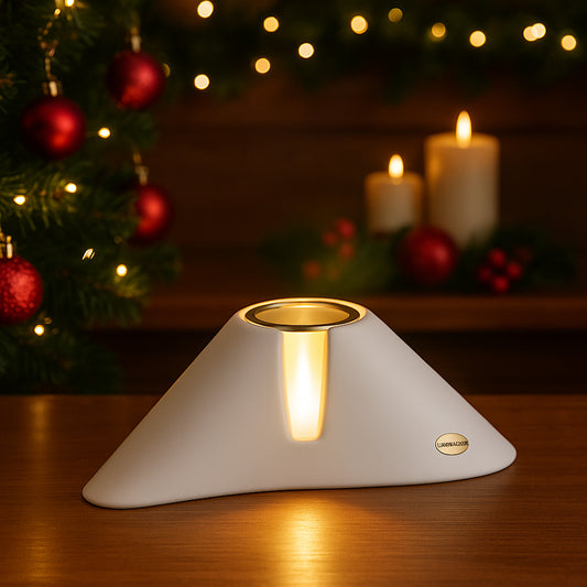 Lampada Vesuvio Ilary Queen in ceramica bianca con LED