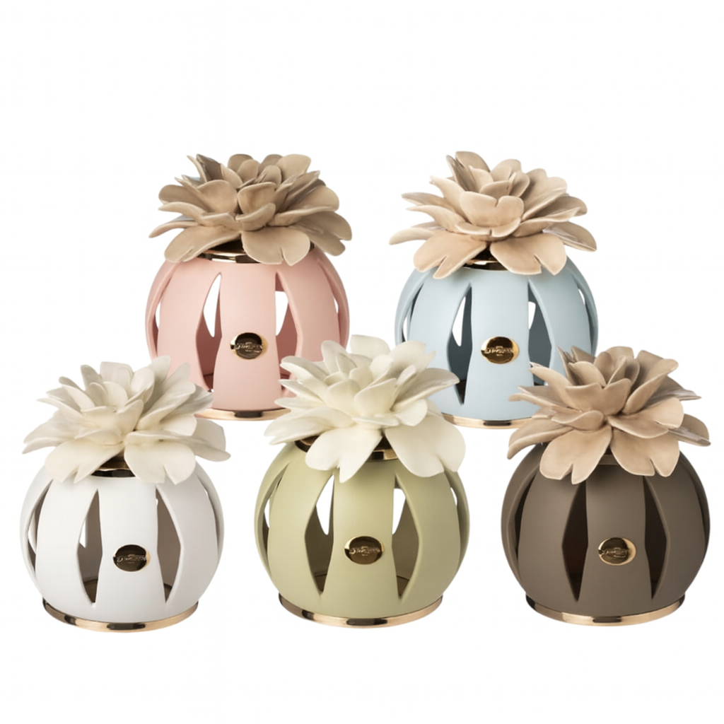 Lampada sfera LED Ilary Queen in ceramica traforata Ø 12x16 cm vari colori