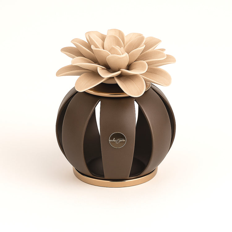  Lampada sfera LED Ilary Queen in ceramica traforata Ø 12x16 cm vari colori tortora