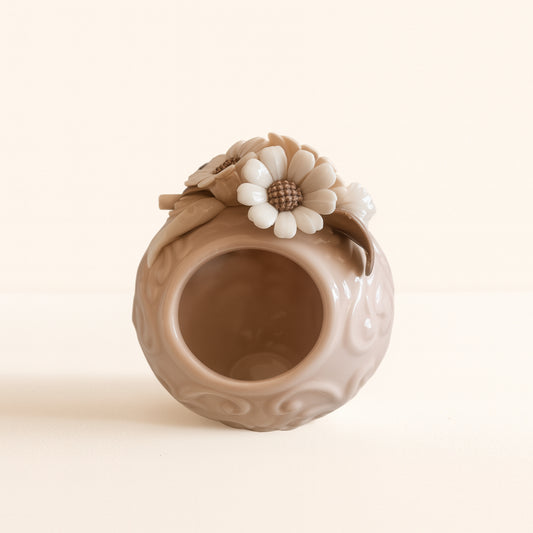 Lanterna Sharon rosa con fiorellini in porcellana Capodimonte H12x10 cm – porta candele decorativo – Le Favole