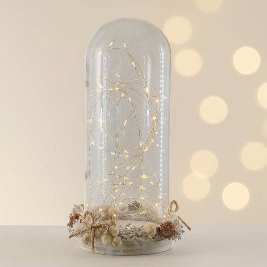Lanterna natalizia con teca luminosa LED firmata Mascagni – 32×16 cm – decorazione elegante per Natale