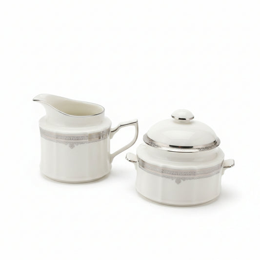 Lattiera e zuccheriera Noritake Westover Platinum porcellana bordo platino