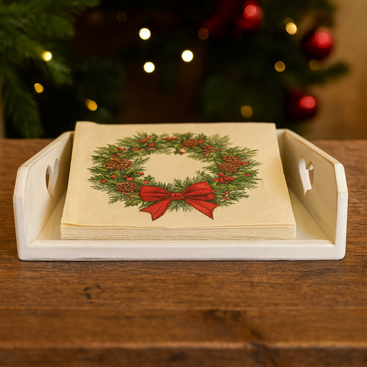 Le Favole Living Portatovaglioli Cuore Chabby in Legno Bianco H.8x26 Cm