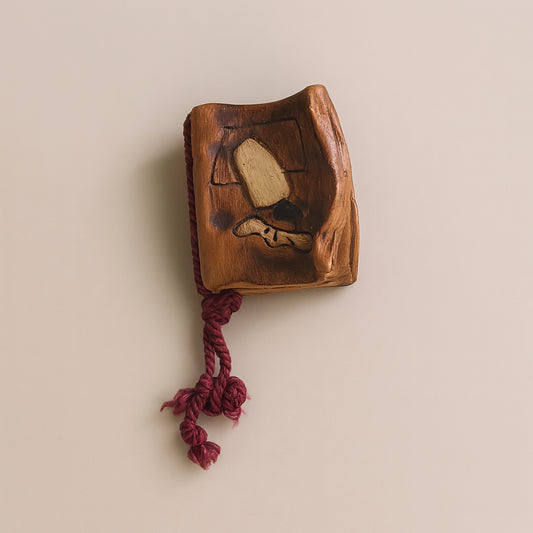 Libro decorativo in ceramica con Pulcinella 6x5x4 cm – Giostra delle Metamorfosi

