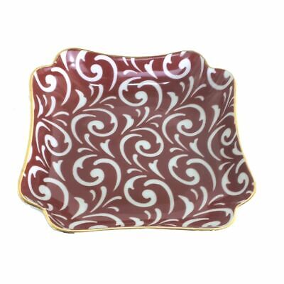 Limoges Centro Porta Bon Bon In Porcellana Con Filo Oro 22k 19x19cm Bordeaux Gold