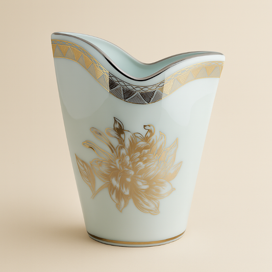 Limoges – Vaso in Porcellana 26x19x12 cm Decoro Peonia Platino