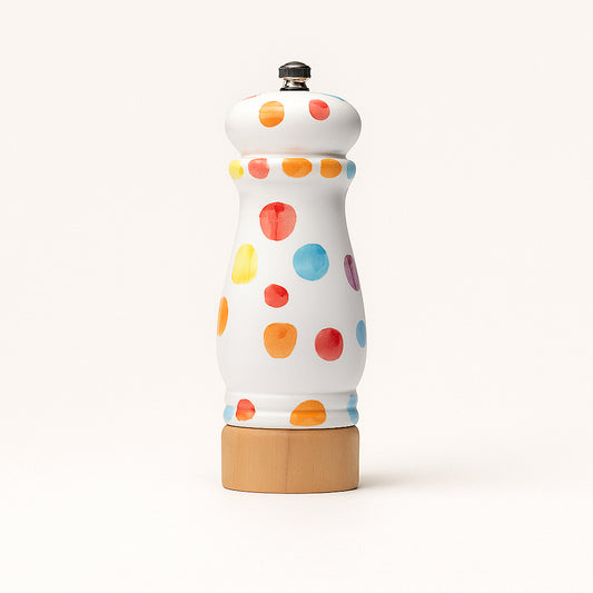 Macinasale Cuorematto Pois in Ceramica Ø6xH17 cm Bomboniera Made in Italy