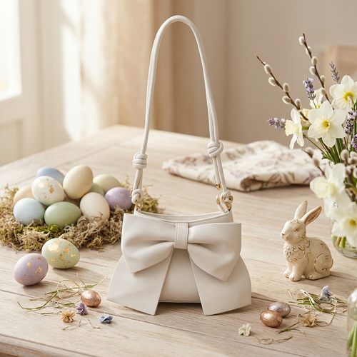 Madrhèlen Borsa Stoffa con Fiocco 26x17 Nexis Bianco