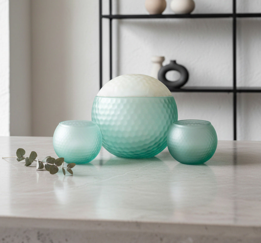 Madrhélen Paris Bubble Bowl Set Liquore con 2 Bicchieri Vetro Bianco Verde