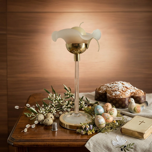 Madrhélen Paris Porta Candele Vetro Rosa e Oro H 21 cm